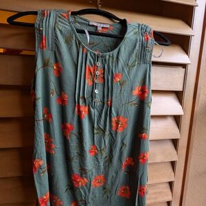 Daniel Rainn Green and Red Floral Blouse